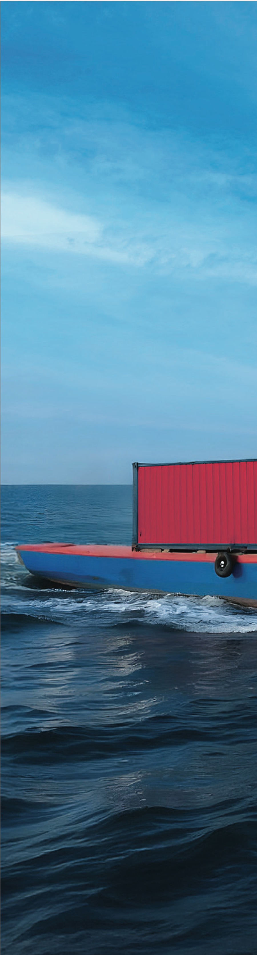 Containerised plant secured on the deck of a vessel at sea